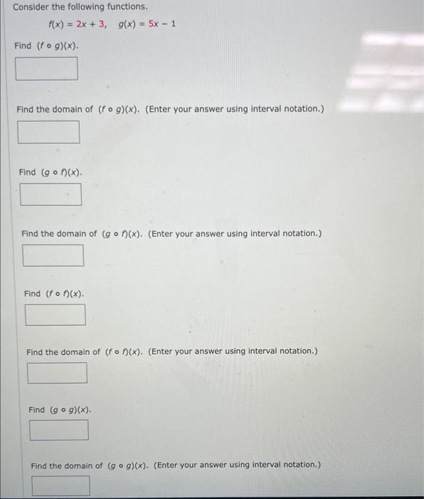 Solved Consider The Following Functions F X X G X X Chegg