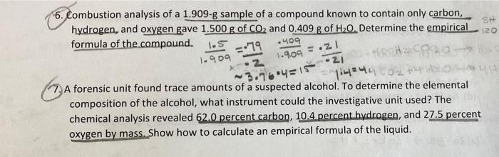 Solved Combustion Analysis Of A G Sample Of A Chegg