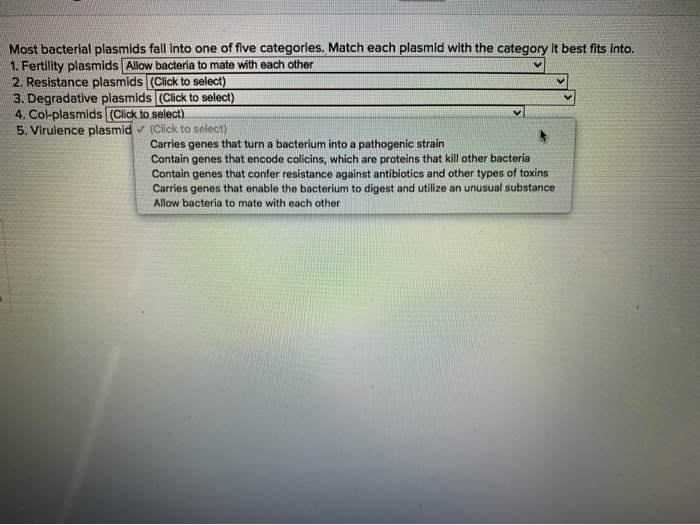 Solved Most Bacterial Plasmids Fall Into One Of Five Chegg