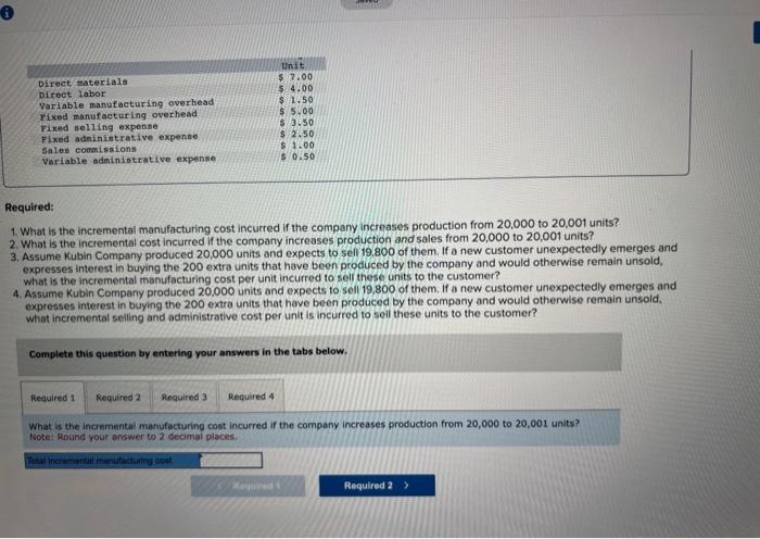 Required 1 What Is The Incremental Manufacturing Chegg