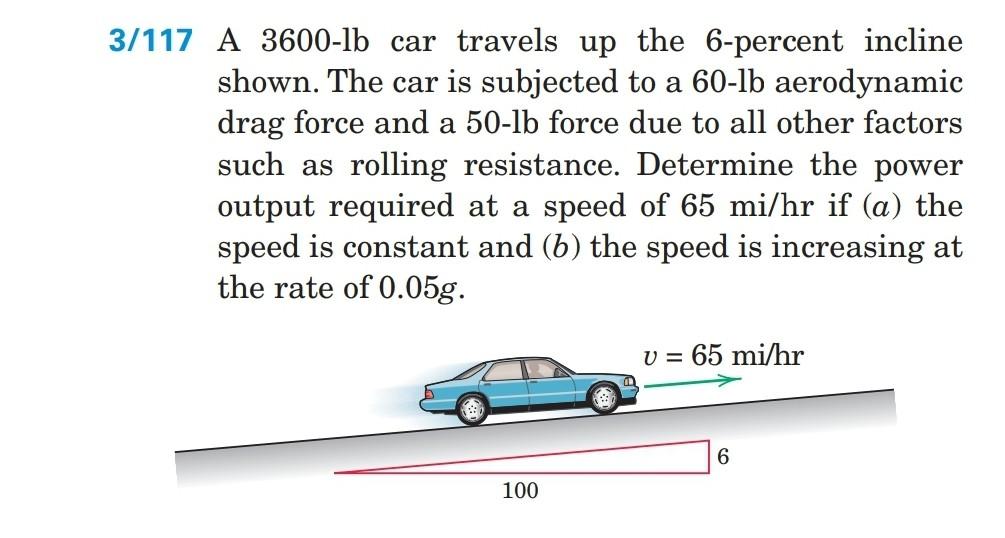 Solved A Lb Car Travels Up The Percent Incline Chegg