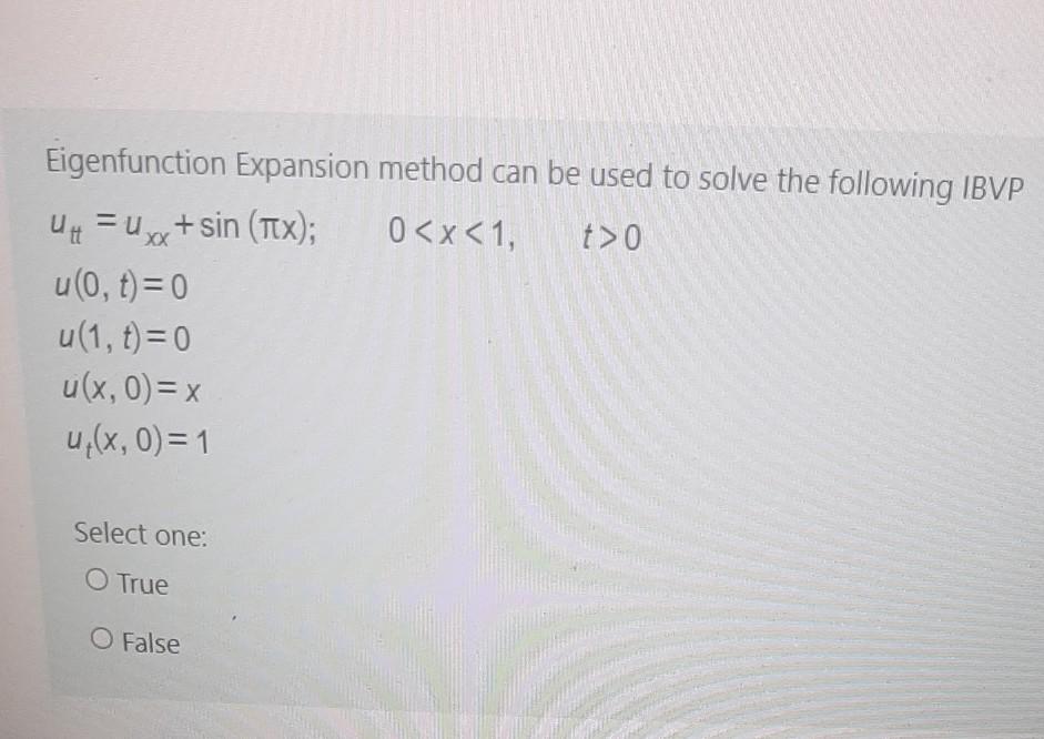 Solved Eigenfunction Expansion Method Can Be Used To Solve Chegg