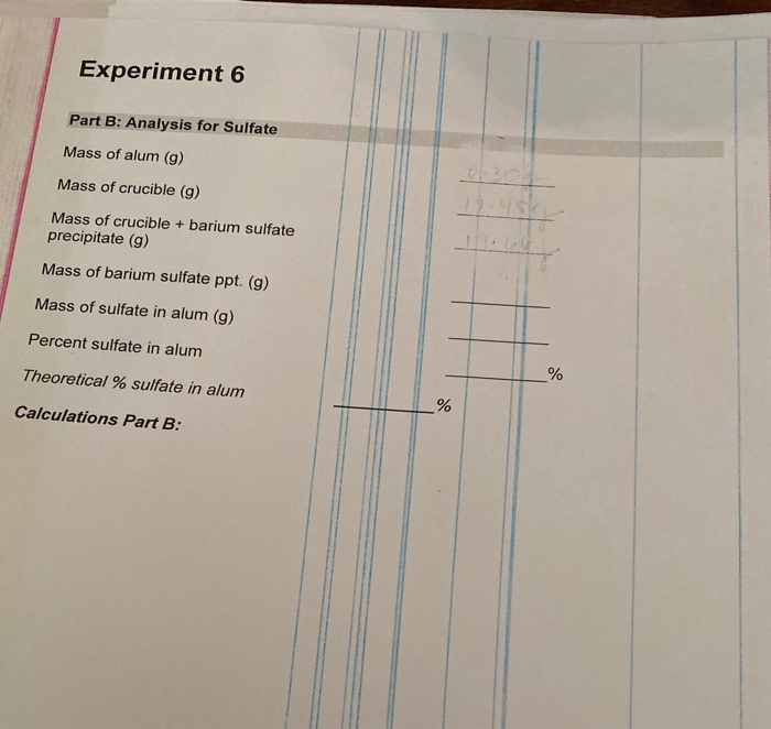 Solved Lab Report Gravimetric Analysis Part A Water Of Chegg