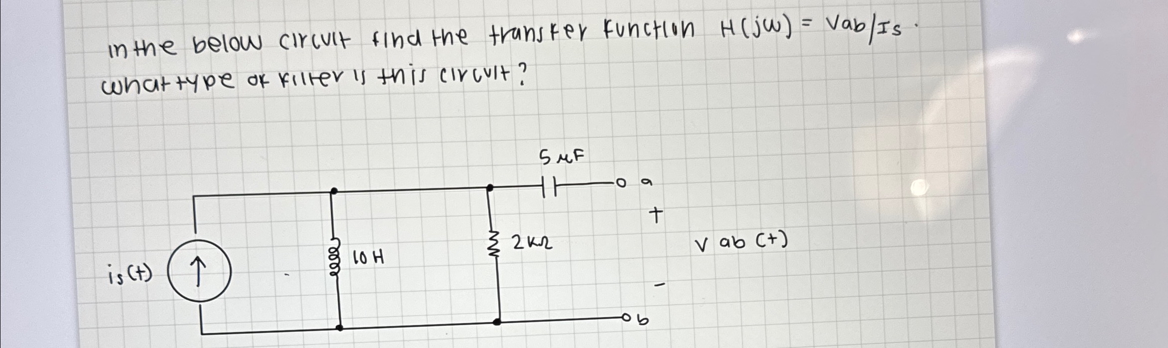 Solved In The Below Circult Find The Transfer Function Chegg