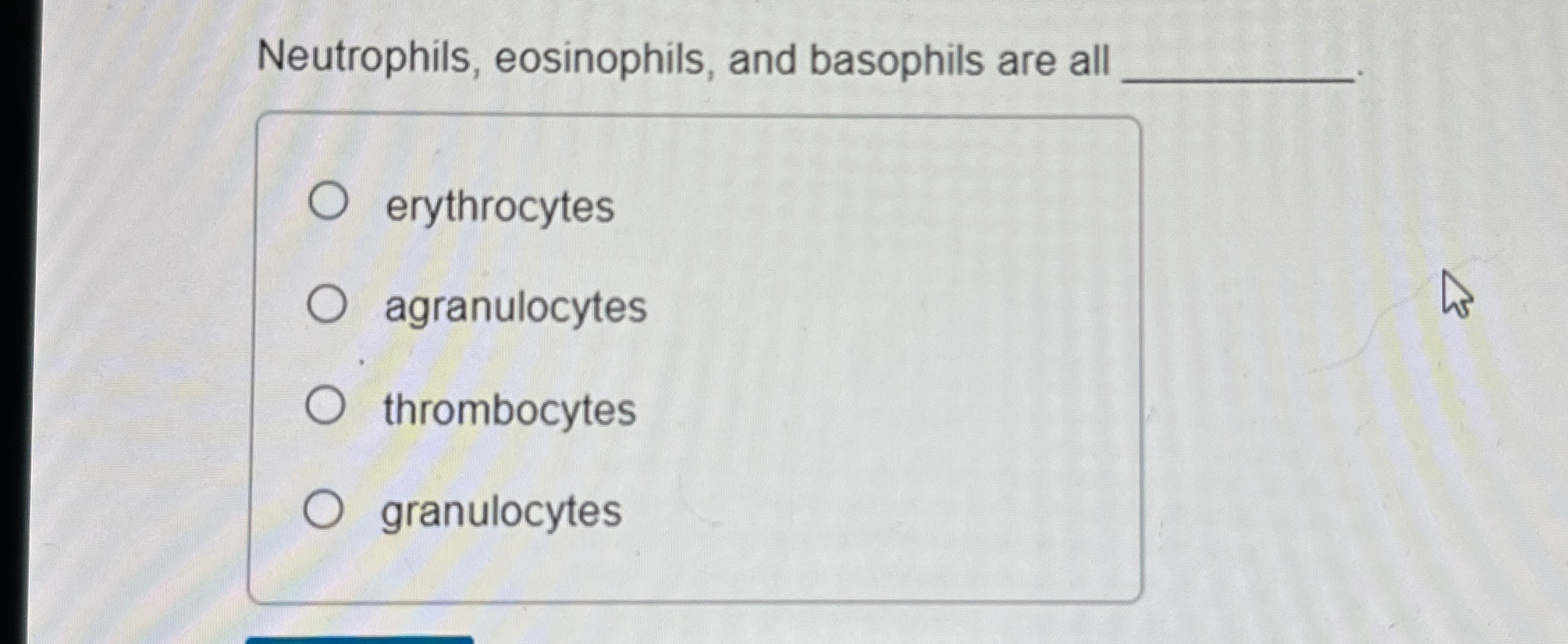 Solved Neutrophils Eosinophils And Basophils Are All Chegg