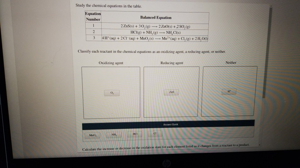 Solved Study The Chemical Equations In The Table Equation Chegg