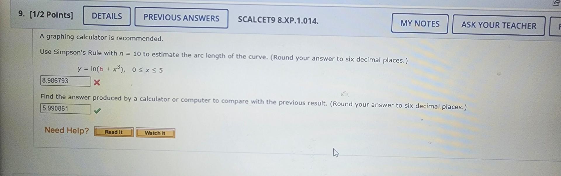 Solved A Graphing Calculator Is Recommended Use Simpson S Chegg