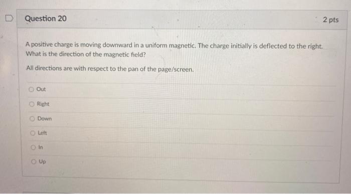 Solved D Question Pts A Positive Charge Is Moving Chegg