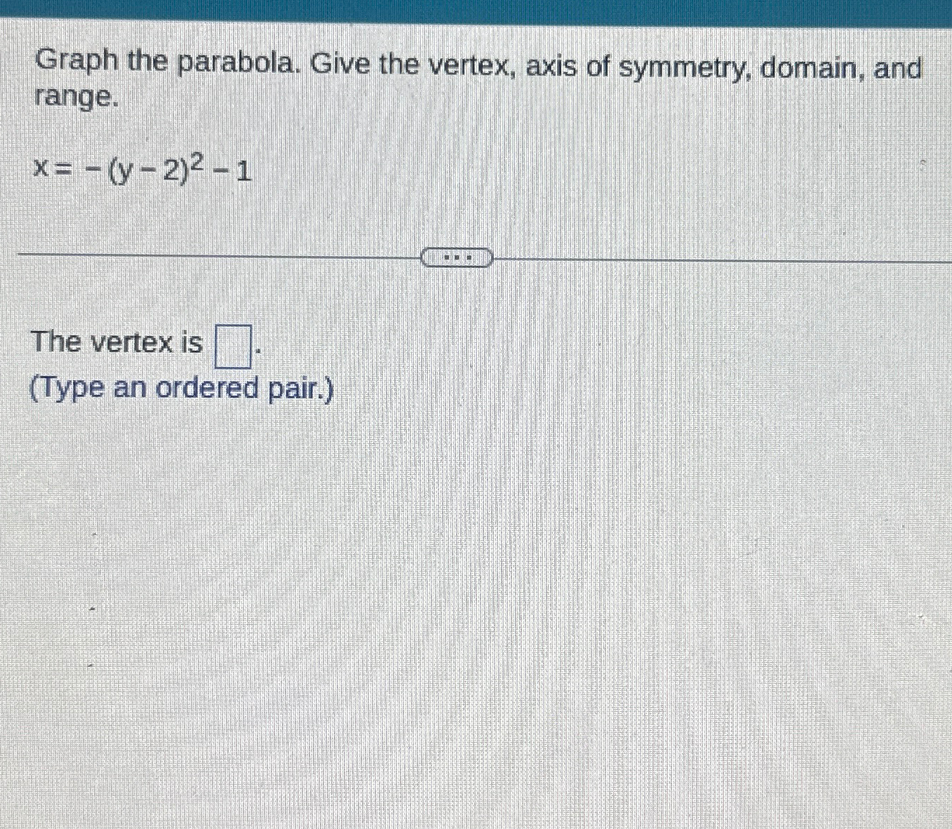 Solved Graph The Parabola Give The Vertex Axis Of Chegg