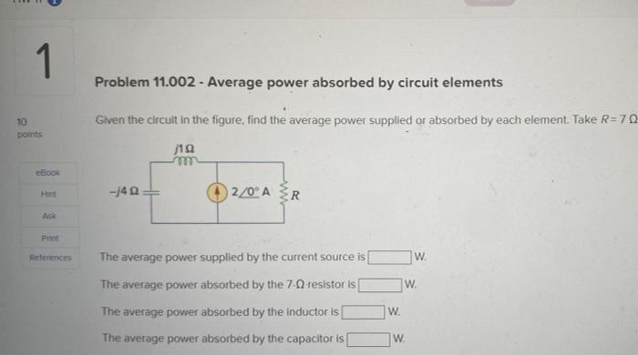 Solved Problem 11 002 Average Power Absorbed By Circuit Chegg