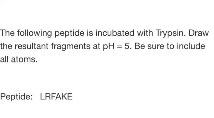 Solved The Following Peptide Is Incubated With Trypsin Draw Chegg