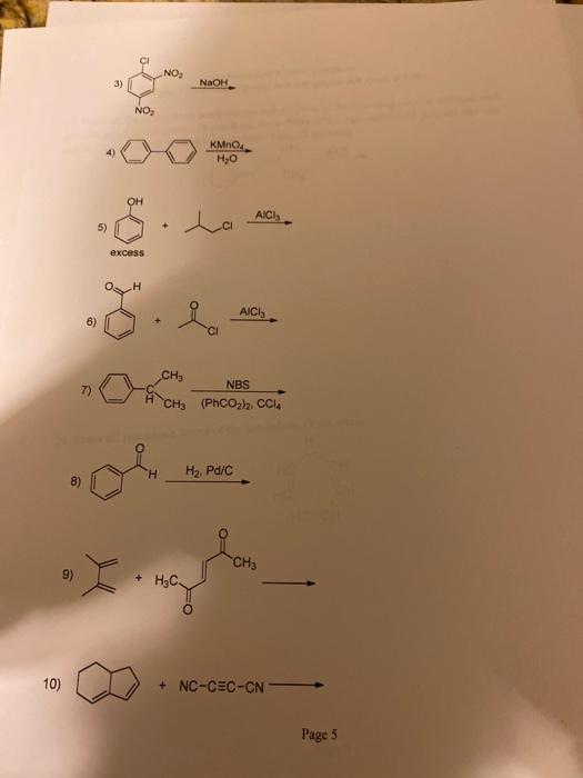 Solved NO 3 NAOH NO KMnO H2O OH AICI 5 Excess H AICH 7 Chegg