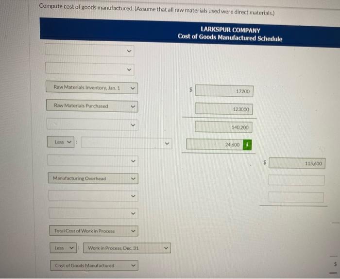 Solved The Following Information Is Available For Larkspur Chegg