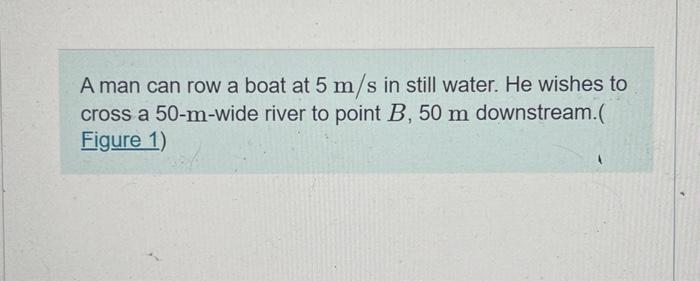 Solved A Man Can Row A Boat At M S In Still Water He Chegg