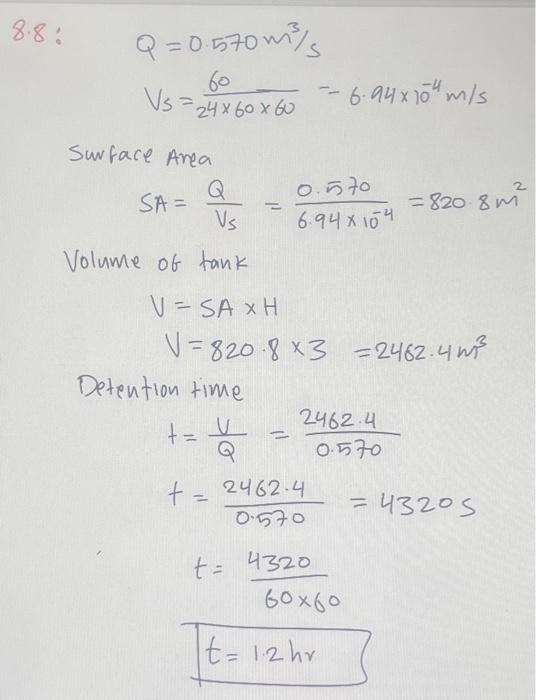 Solved Determine The Surface Area Of A Primary Settling Chegg