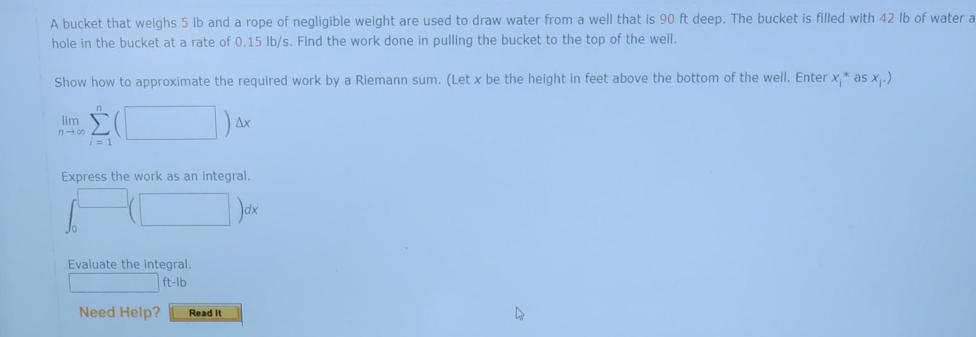 Solved A Bucket That Weighs Lb And A Rope Of Negligible Chegg