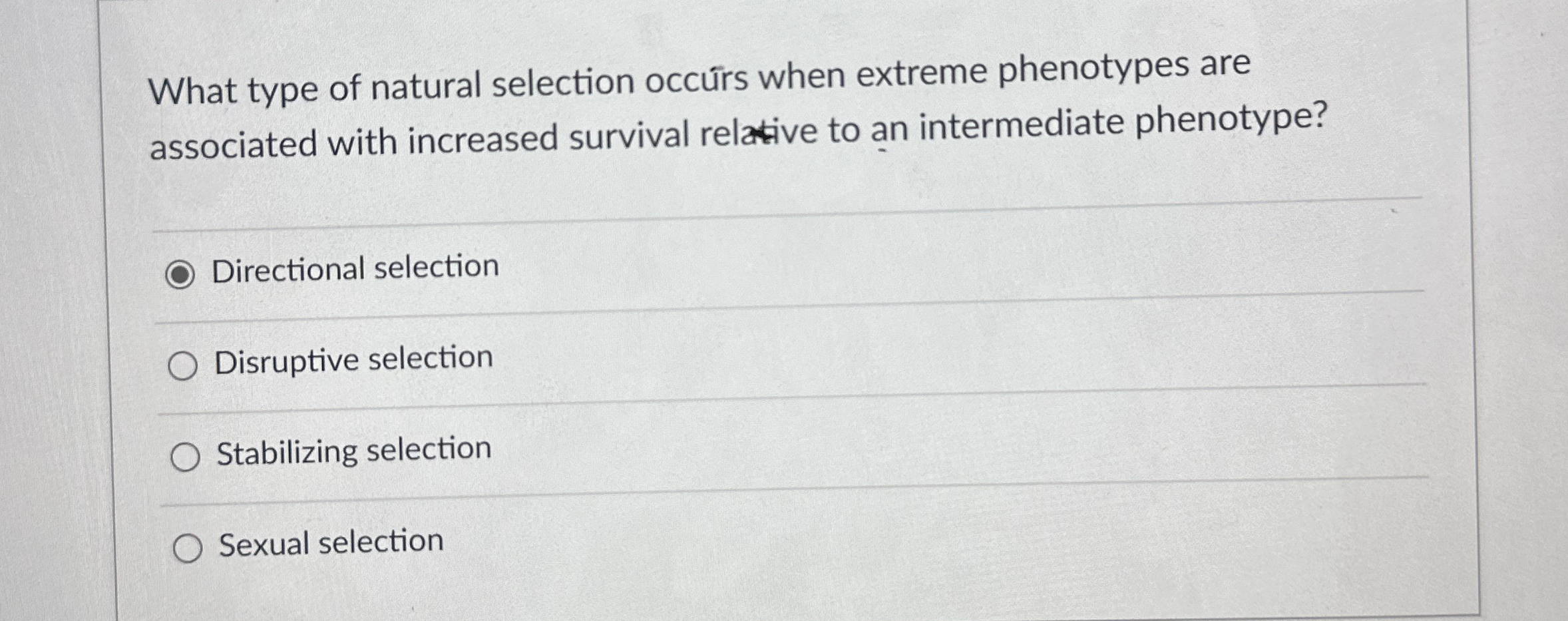 Solved What Type Of Natural Selection Occurrs When Extreme Chegg