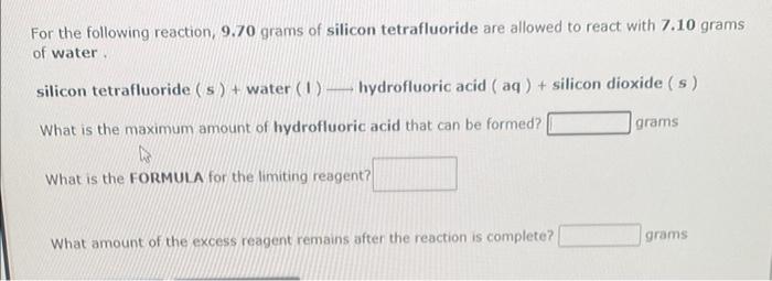 Solved For The Following Reaction Grams Of Are Chegg