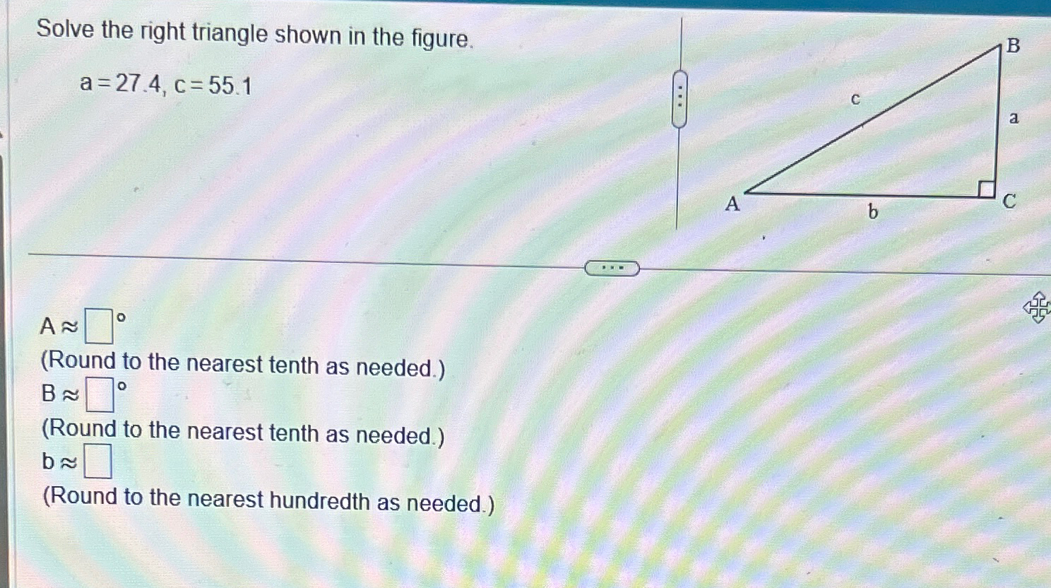 Solved Solve The Right Triangle Shown In The Chegg