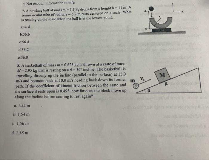 Solved 7 8 7 A Bowling Ball Of Mass M 1 1 Mathrm