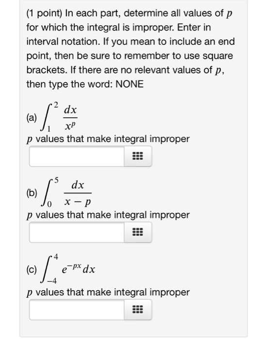 Solved 1 Point In Each Part Determine All Values Of P For Chegg