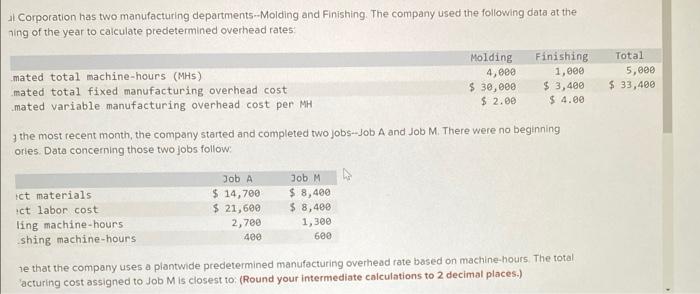 Solved Opunui Corporation Has Two Manufacturing Chegg