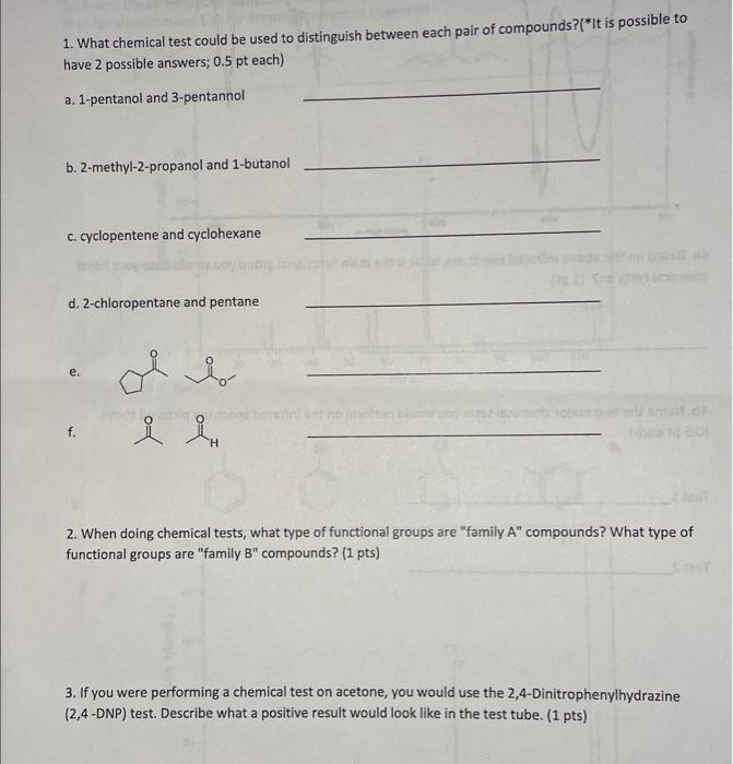 Solved What Chemical Test Could Be Used To Distinguish Chegg