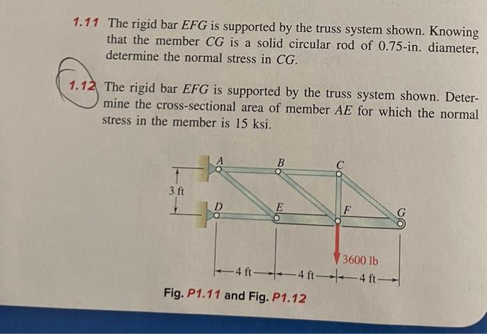 Solved The Rigid Bar Efg Is Supported By The Truss System Chegg