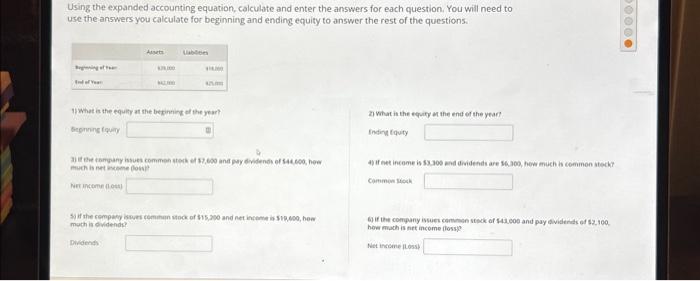 Solved Using The Expanded Accounting Equation Calculate And Chegg