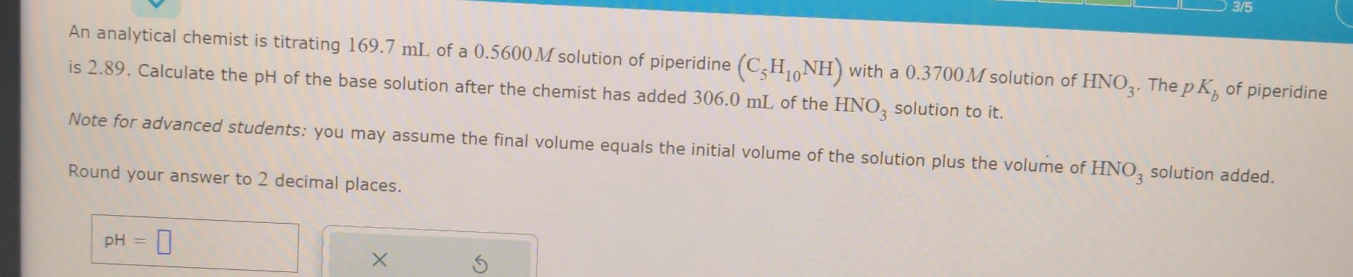 Solved An Analytical Chemist Is Titrating Ml Of A Chegg