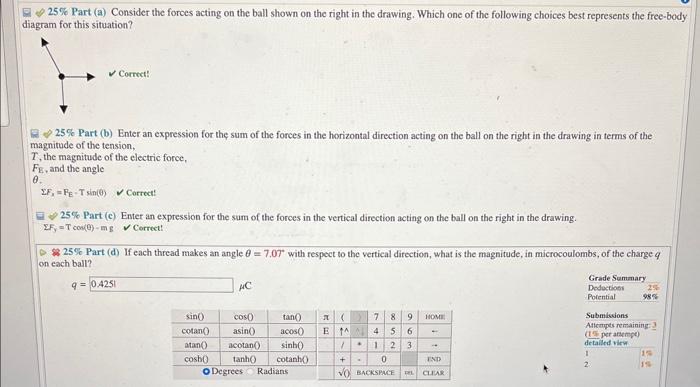 Solved 25 Problem 3 Two Positively Charged Balls With Chegg