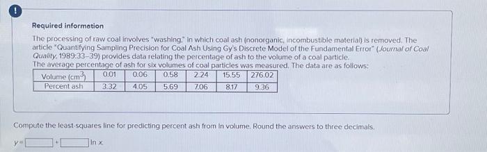 Solved Required Information The Processing Of Raw Coal Chegg