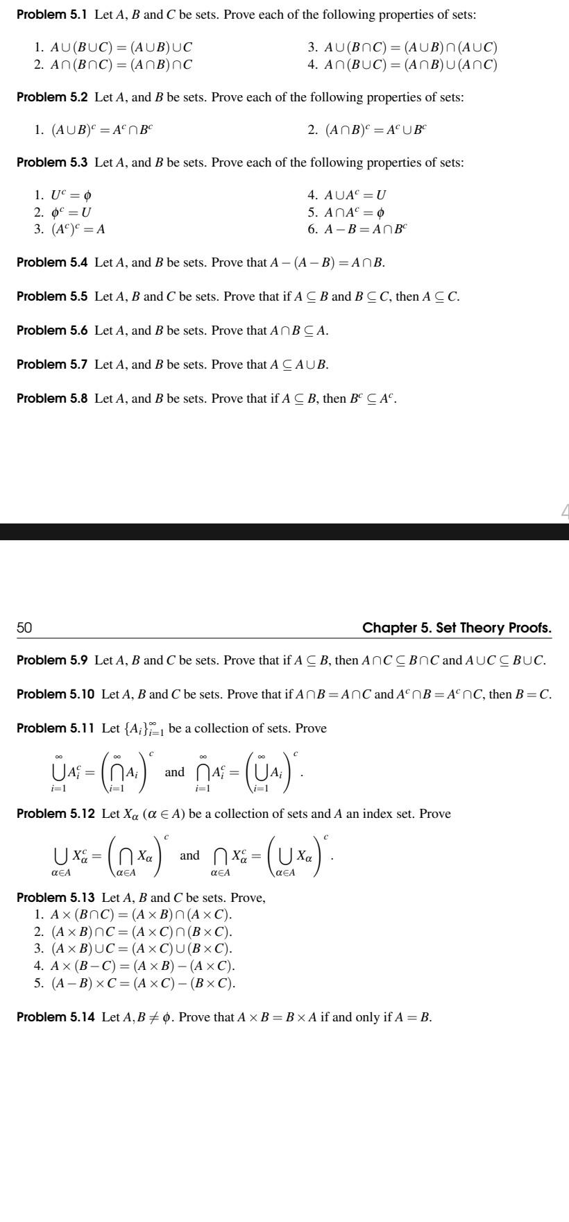 Solved Problem Let A B And C Be Sets Prove Each Of The Chegg