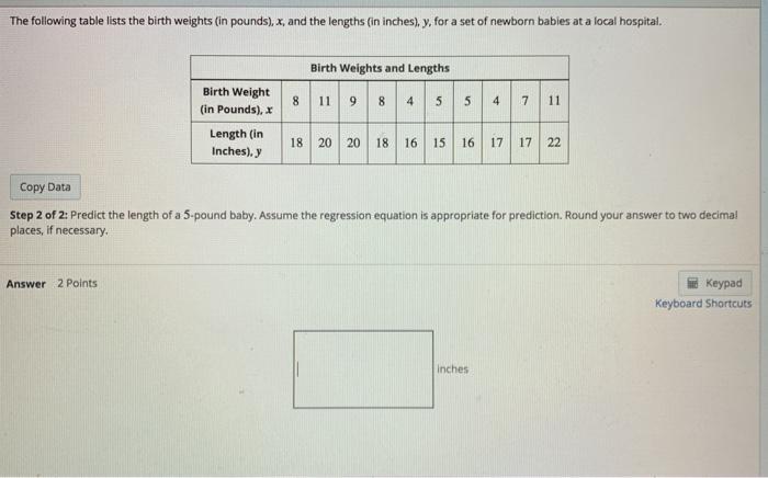 Solved The Following Table Lists The Birth Weights In Chegg