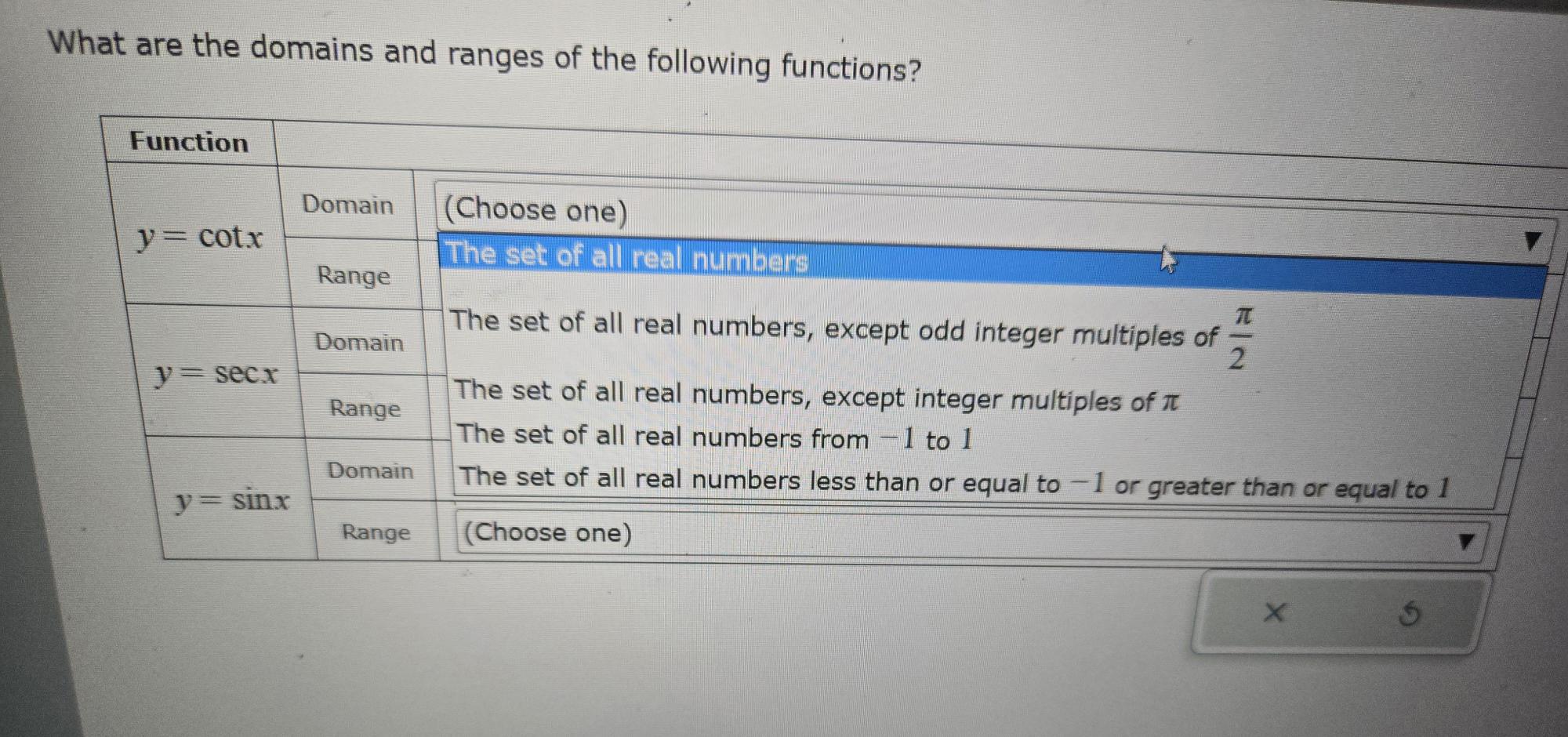 Solved What Are The Domains And Ranges Of The Following Chegg