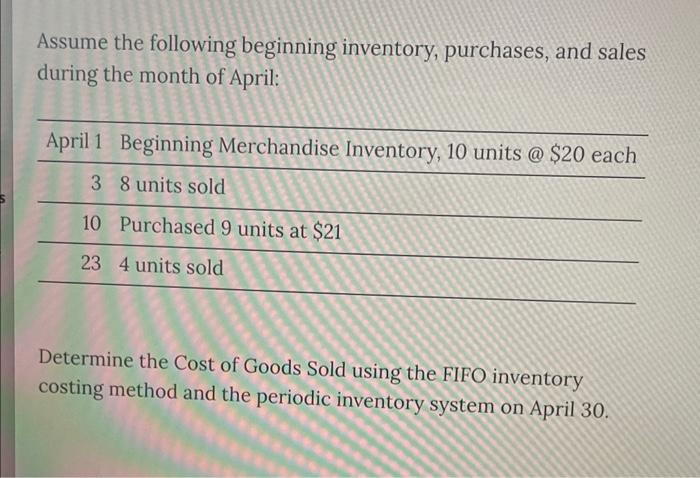 Solved Assume The Following Beginning Inventory Purchases Chegg