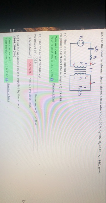 Solved 02 For The Ideal Transformer Circuit Shown Below Chegg