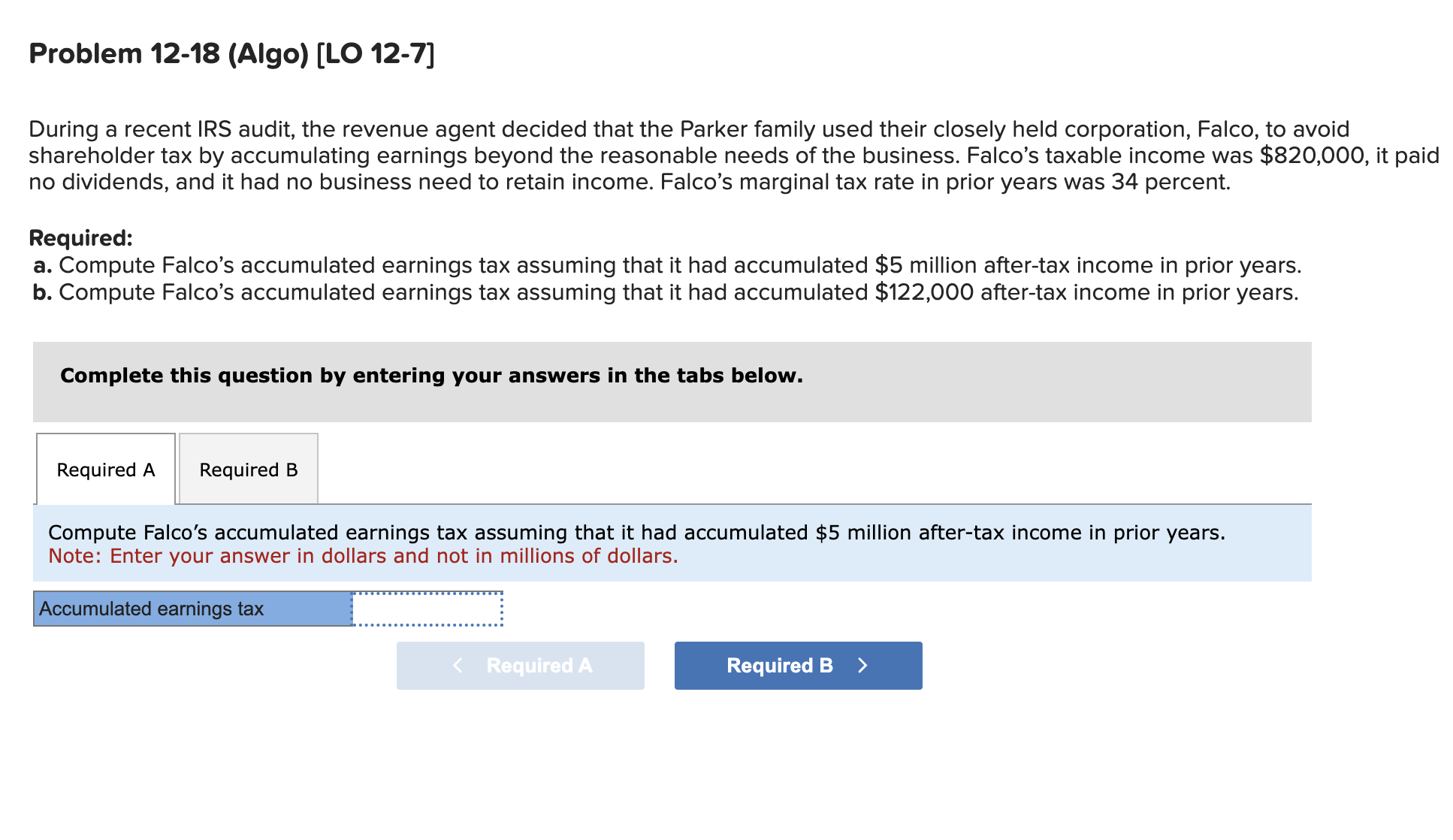 Solved Problem Algo Lo During A Recent Irs Chegg