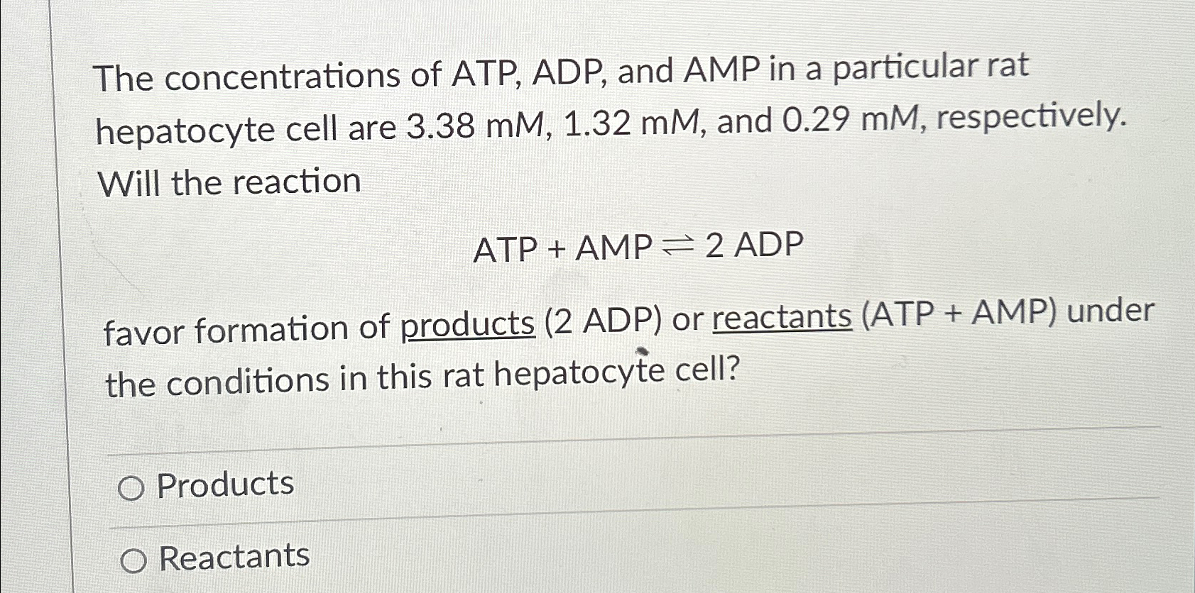 Solved The Concentrations Of ATP ADP And In A Chegg