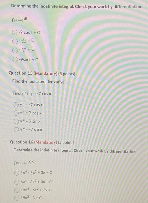 Solved Determine The Indefinite Integral Check Your Work By Chegg