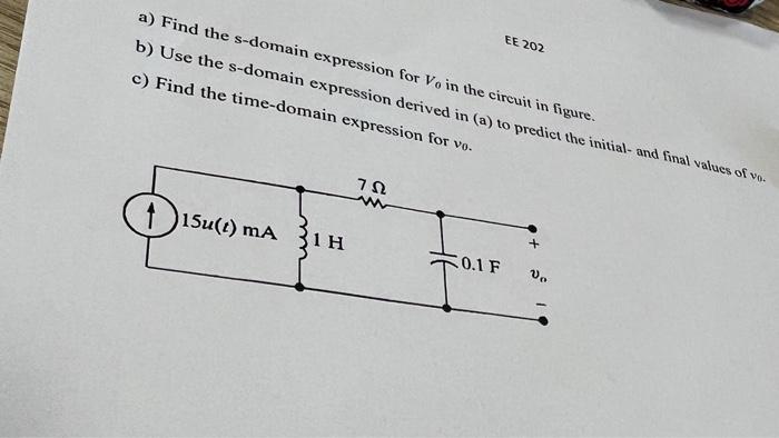 Solved A Find The S Domain Expression For Vo In The Circuit Chegg