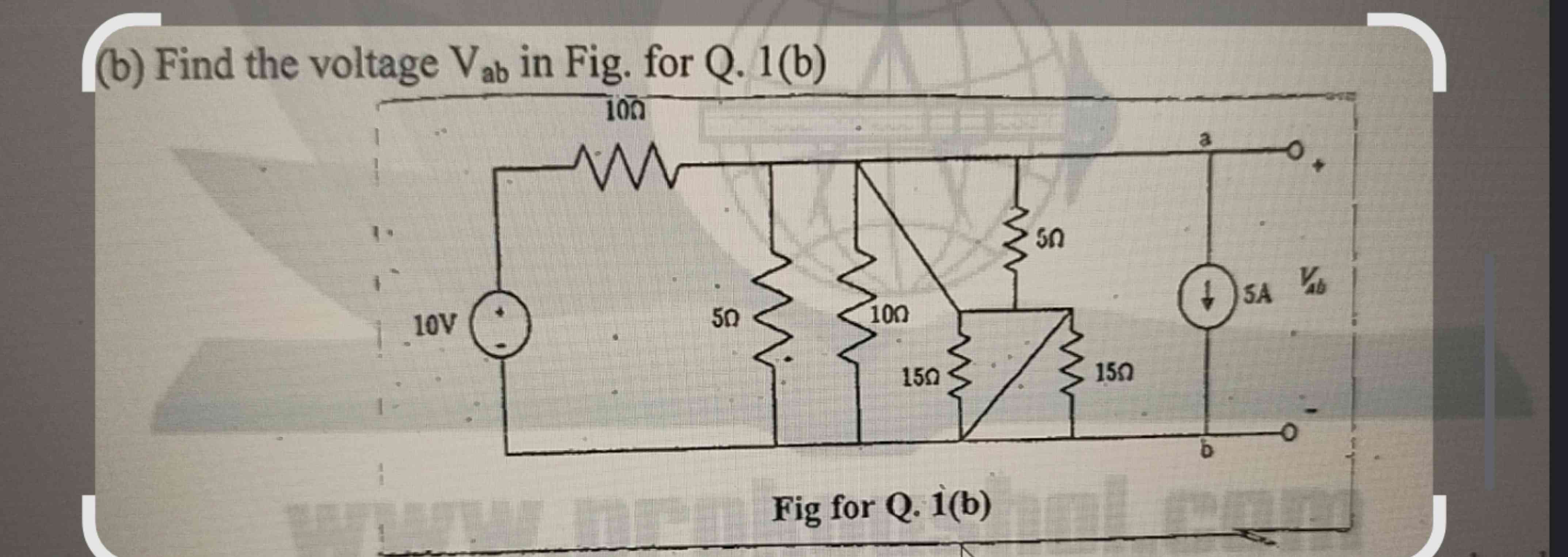 Solved B Find The Voltage Vab In Fig For Q 1 B Fig For Chegg