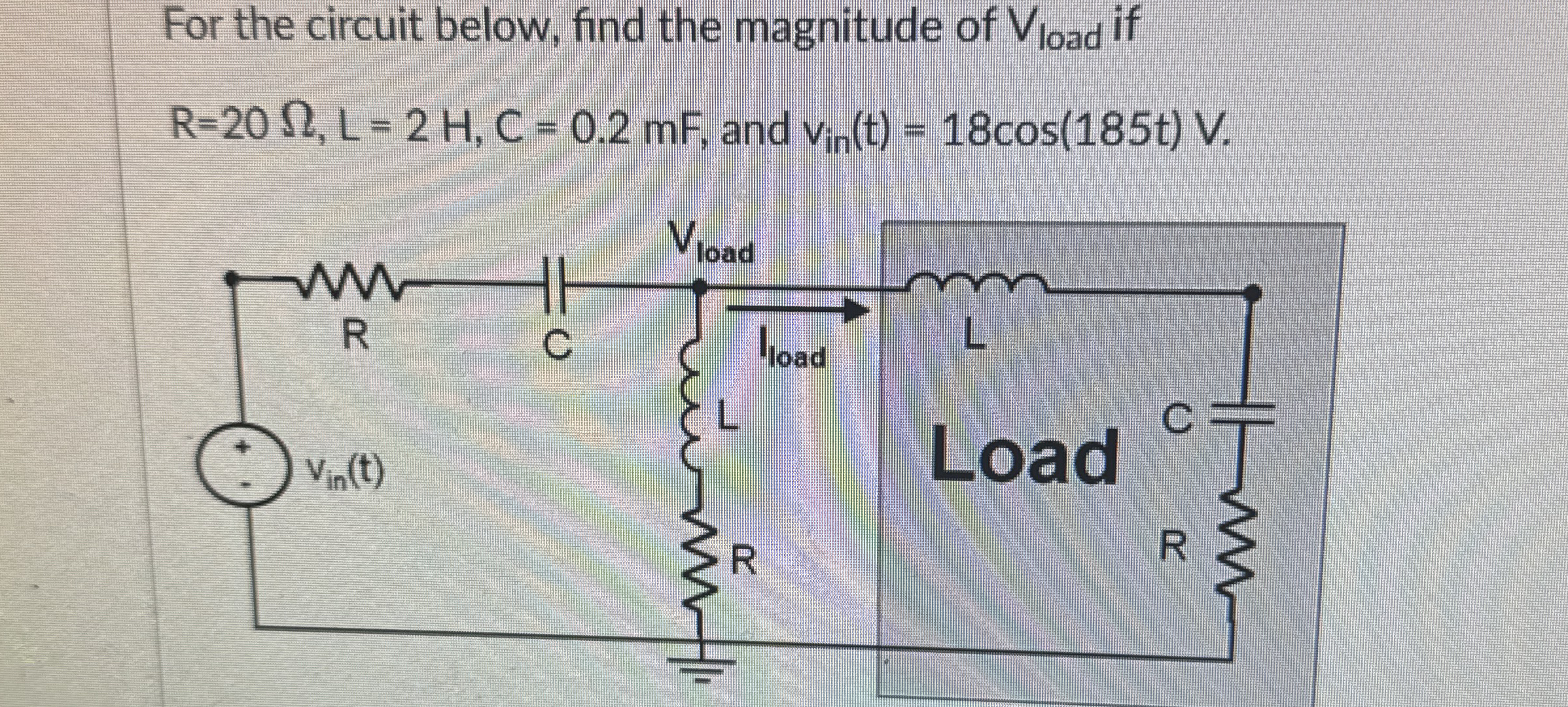 Solved For The Circuit Below Find The Magnitude Of Vload Chegg