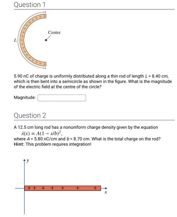 Solved Nc Of Charge Is Uniformly Distributed Along A Chegg