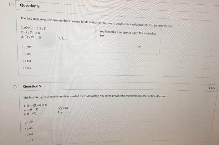 Solved D Question 8 The Last Step Gives The Line Numbers Chegg