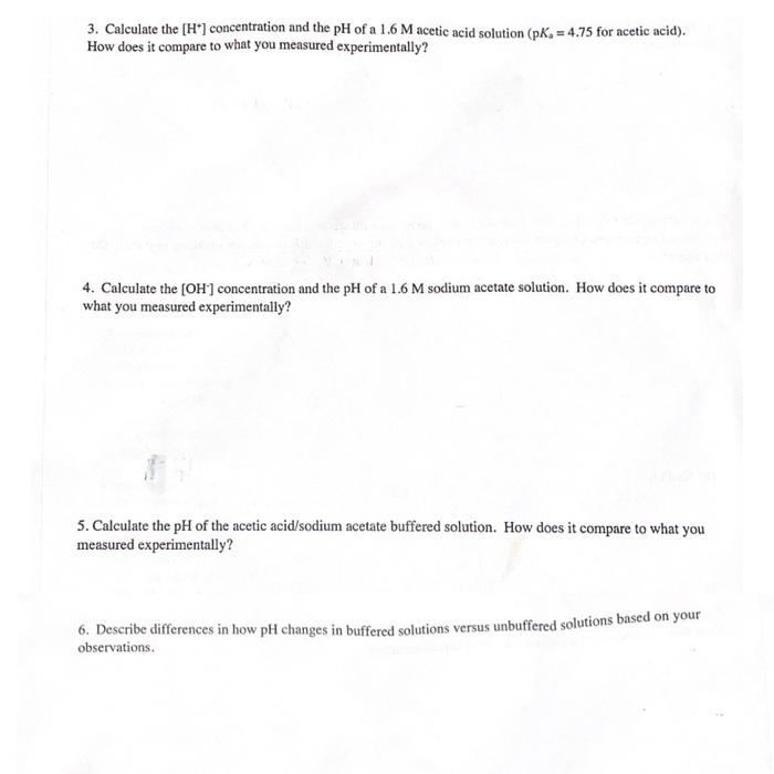 Solved 3 Calculate The H Concentration And The PH Of A Chegg