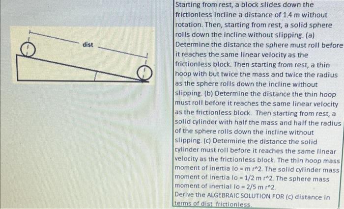 Solved Starting From Rest A Block Slides Down The Chegg