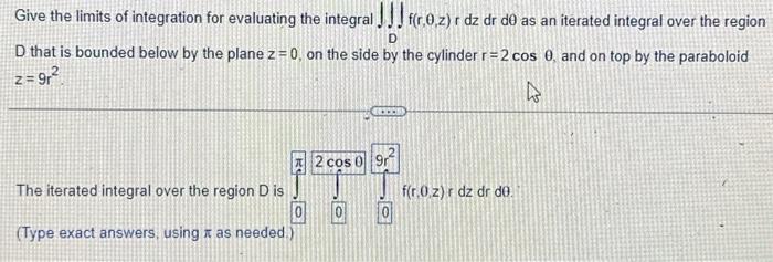 Solved Give The Limits Of Integration For Evaluating The Chegg