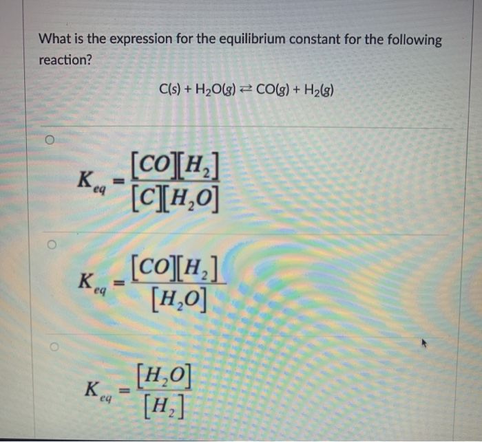 Solved What Is The Expression For The Equilibrium Constant Chegg