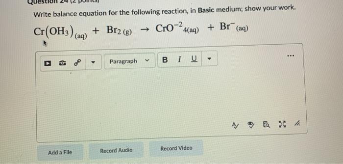 Solved Write Balance Equation For The Following Reaction In Chegg